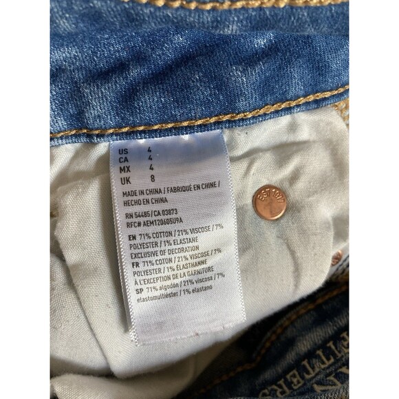 American Eagle Denim Mini Skirt Womens  4 Next Level Stretch Distressed Grunge - Picture 7 of 7